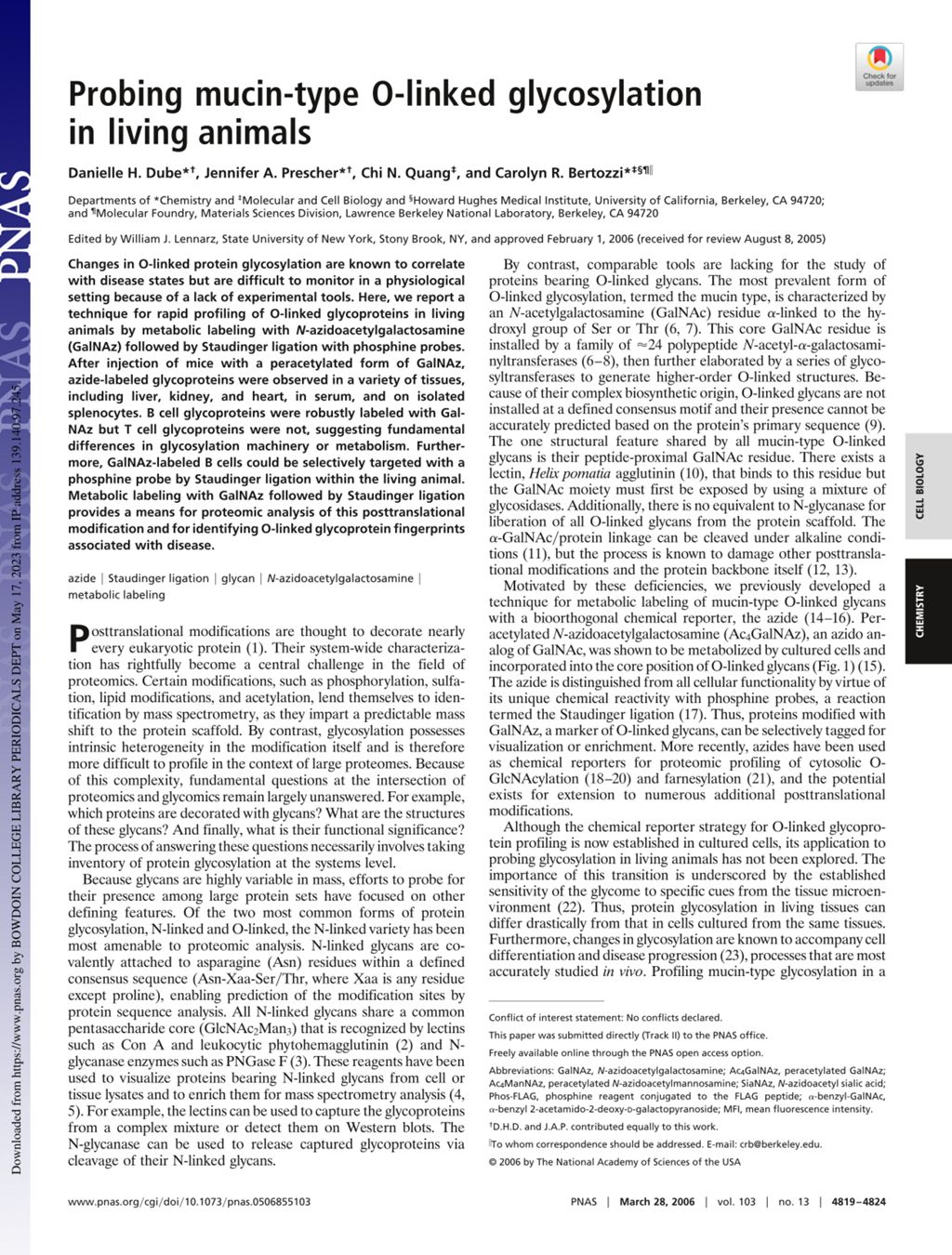 Miniature of Probing mucin-type O-linked glycosylation in living animals