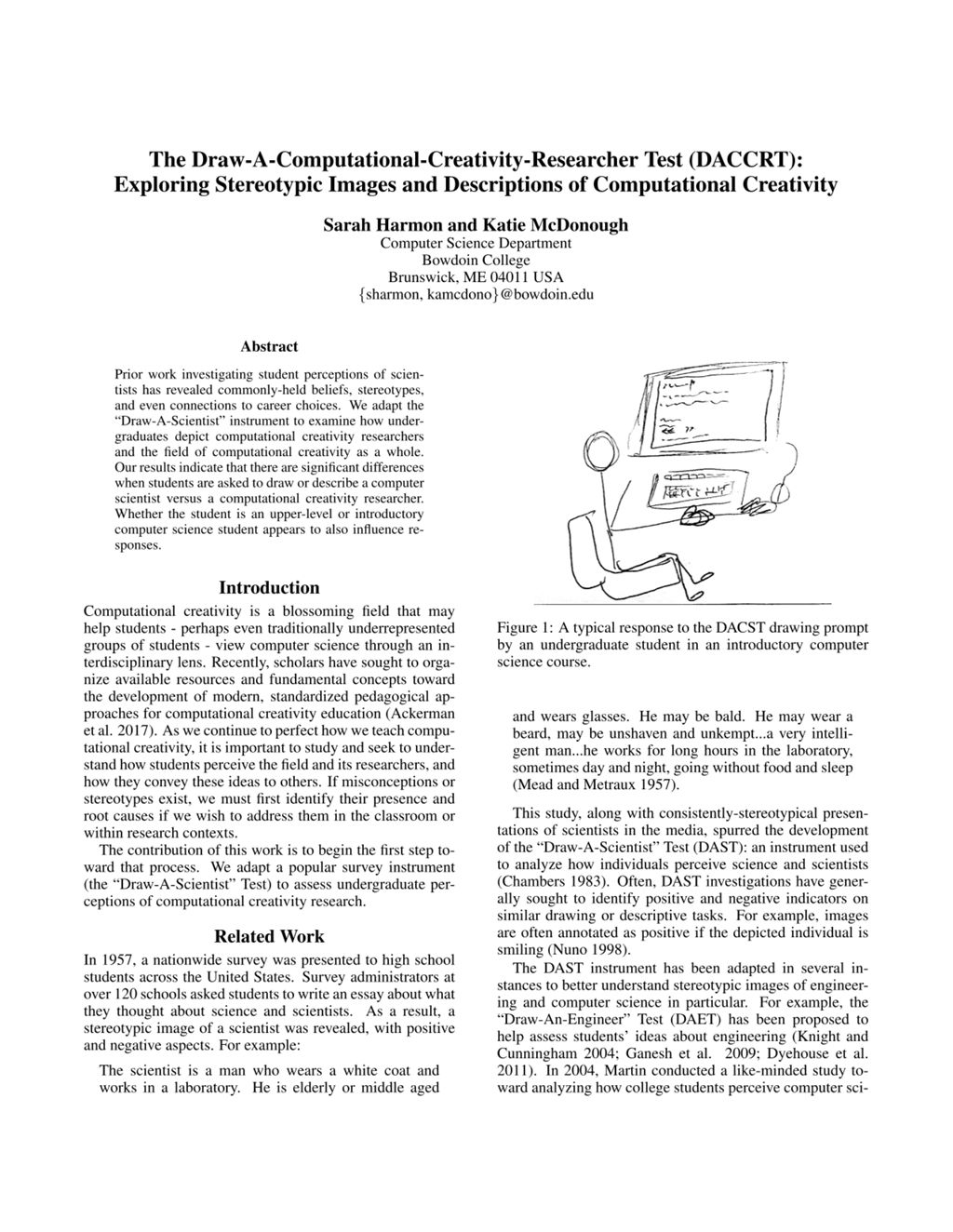 Miniature of The draw-a-computational-creativity-researcher test (DACCRT): Exploring stereotypic images and descriptions of computational creativity