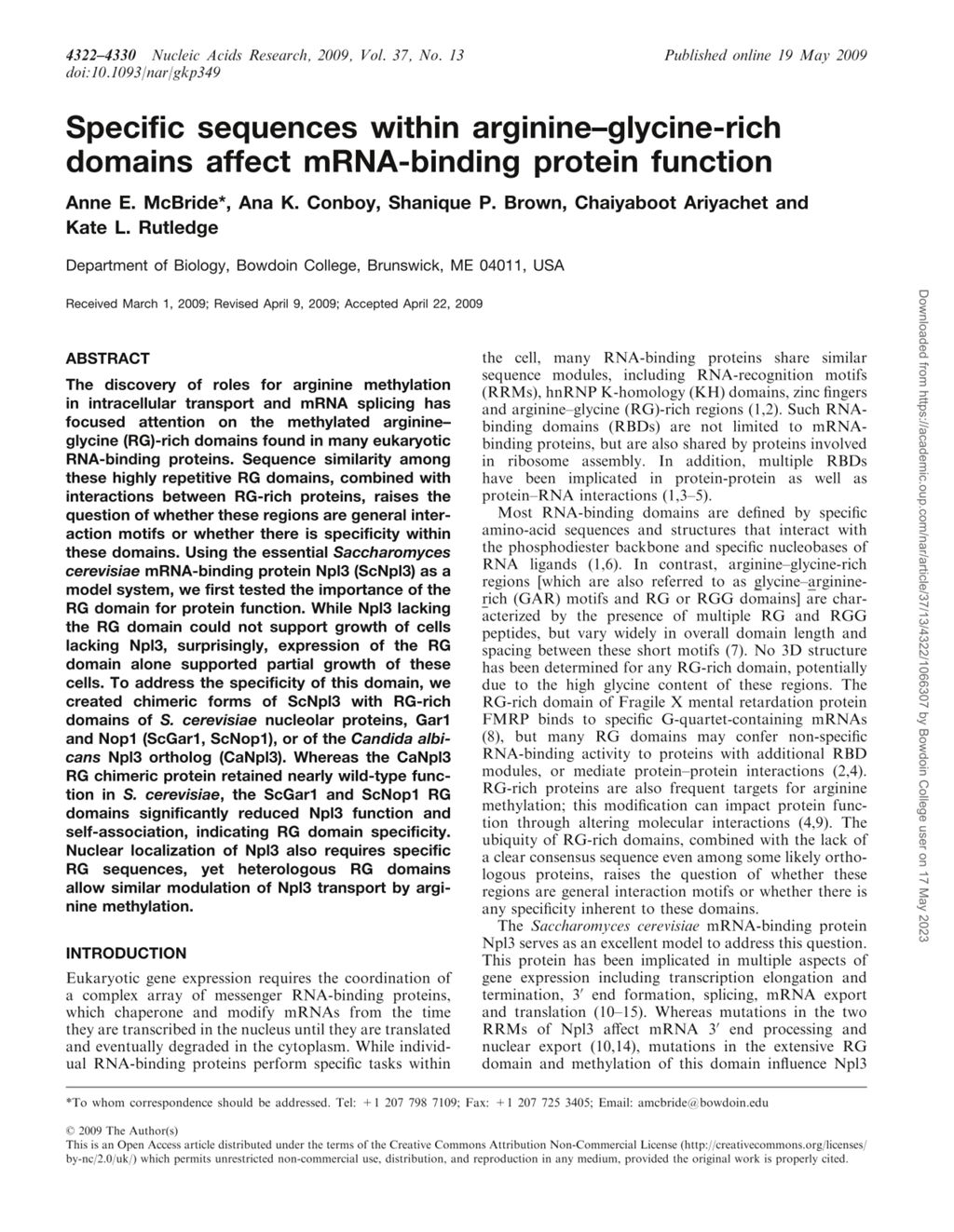 Miniature of Specific sequences within arginine-glycine-rich domains affect mRNA-binding protein function