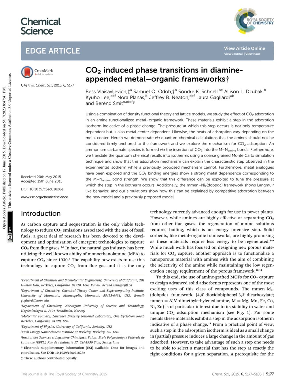 Miniature of CO2 induced phase transitions in diamine-appended metal-organic frameworks