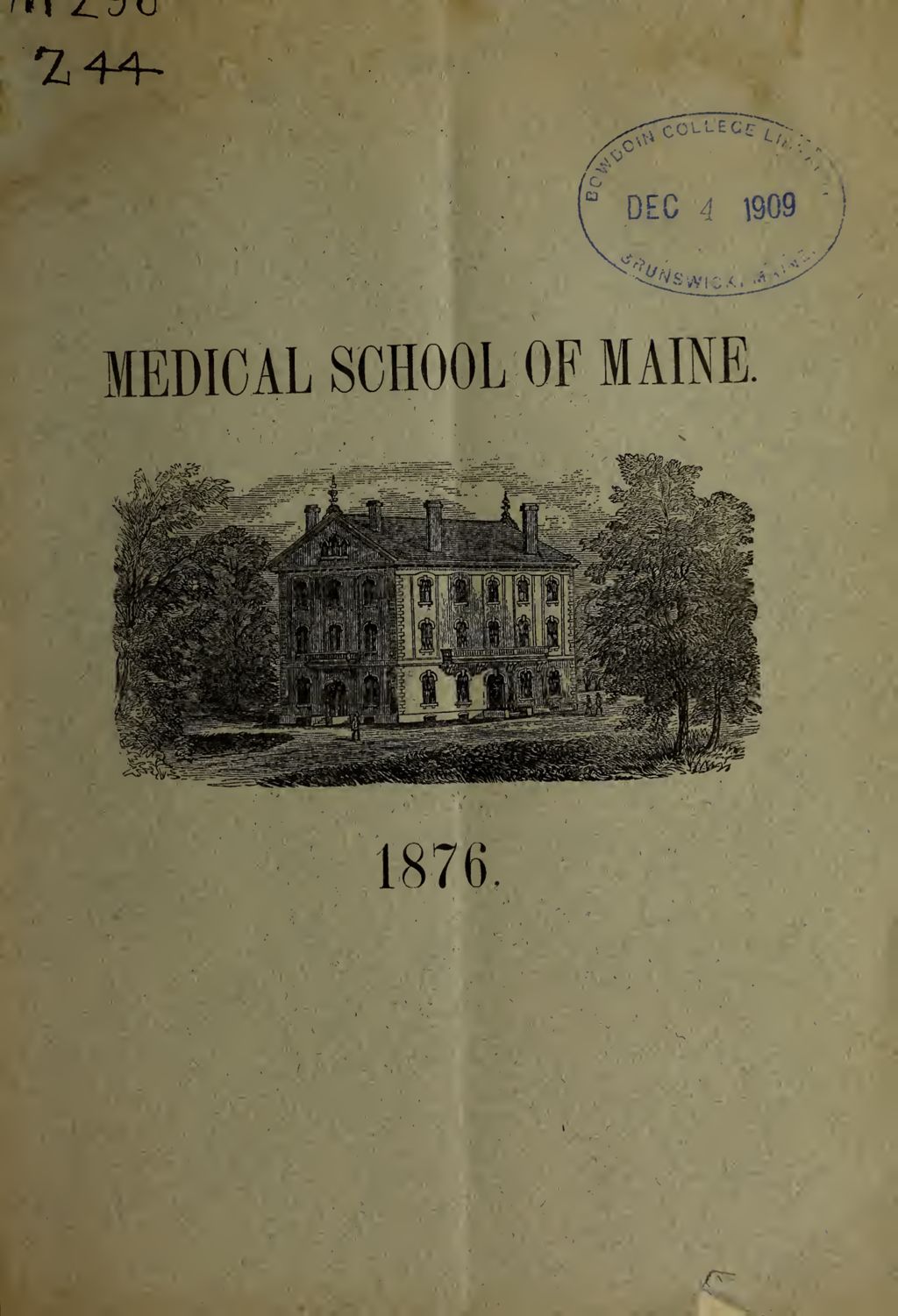 Miniature of Bowdoin College Catalogue (1875)