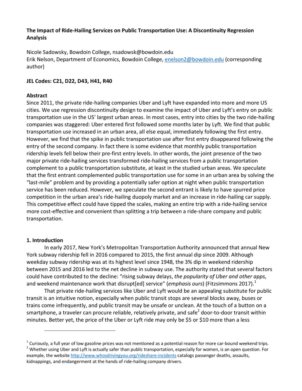 Miniature of The Impact of Ride-Hailing Services on Public Transportation Use: A Discontinuity Regression Analysis