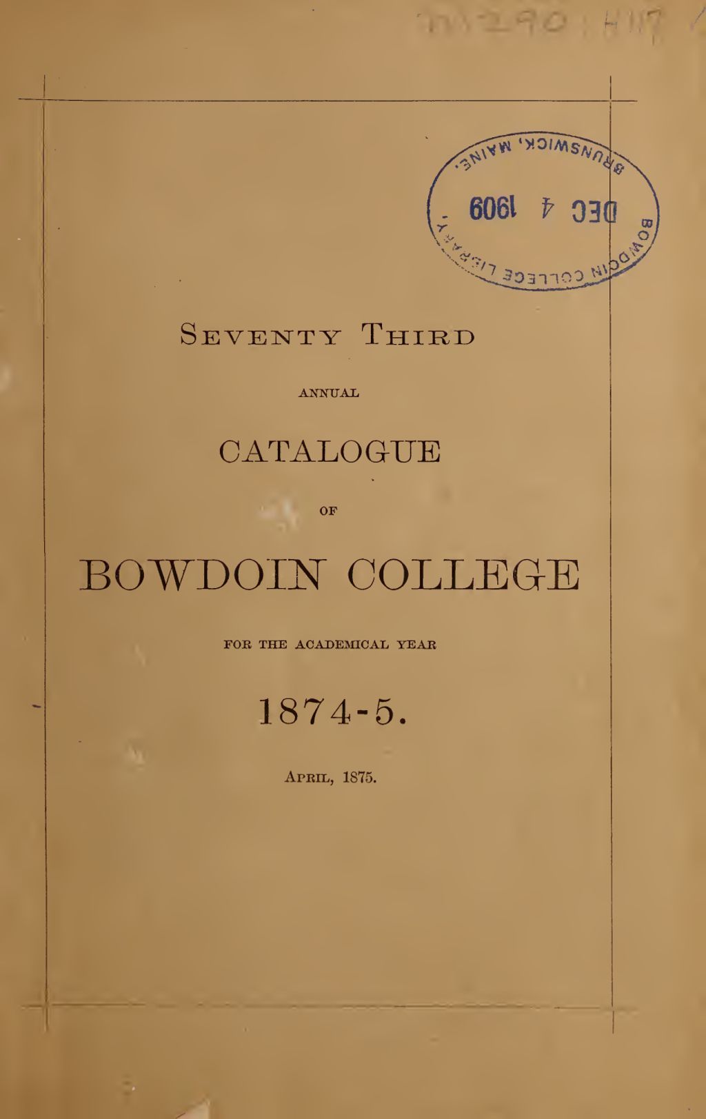 Miniature of Bowdoin College Catalogue (1874-1875 (1875 Apr))