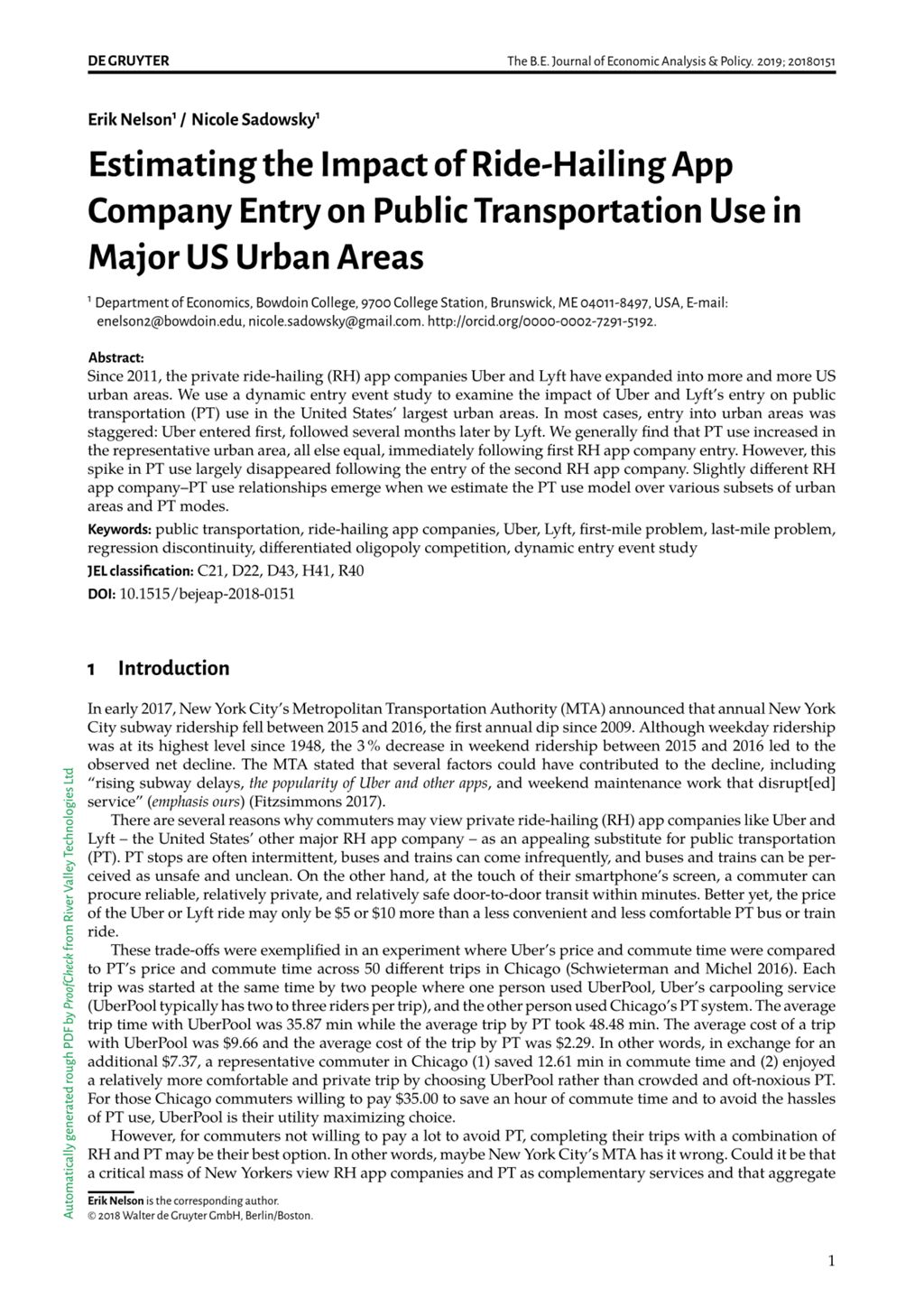 Miniature of Estimating the Impact of Ride-Hailing App Company Entry on Public Transportation Use in Major US Urban Areas