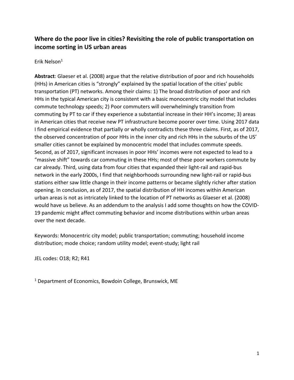 Miniature of Where do the poor live in cities? Revisiting the role of public transportation on income sorting in US urban areas