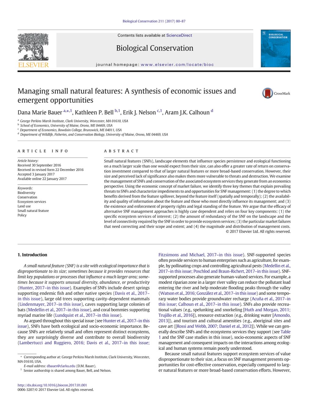 Miniature of Managing small natural features: A synthesis of economic issues and emergent opportunities