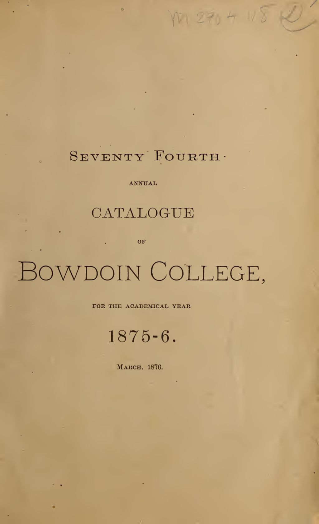 Miniature of Bowdoin College Catalogue (1875-1876 (1876 Mar))