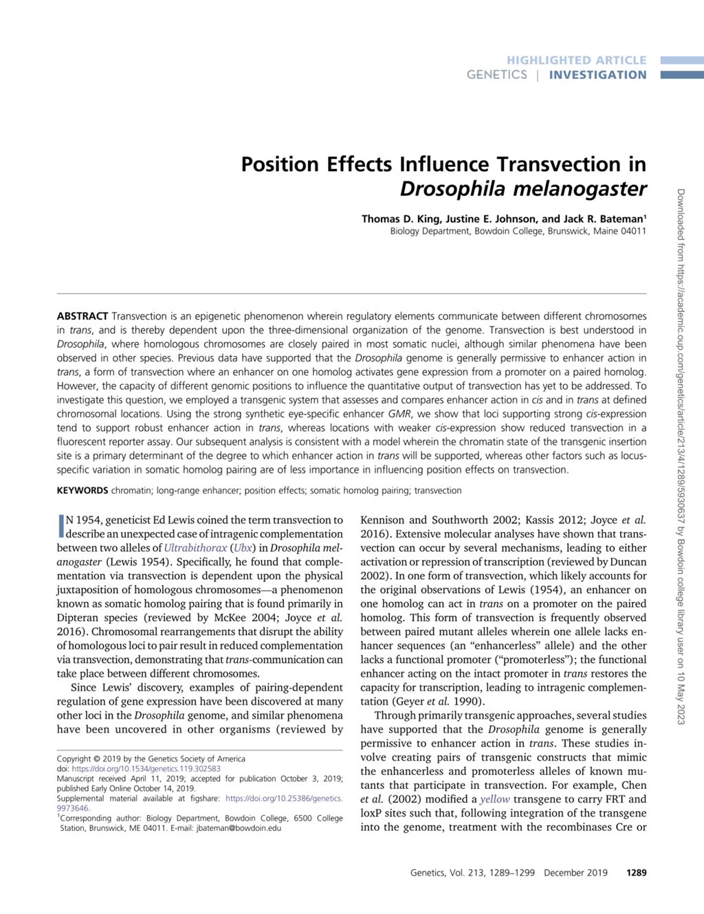 Miniature of Position effects influence transvection in drosophila melanogaster