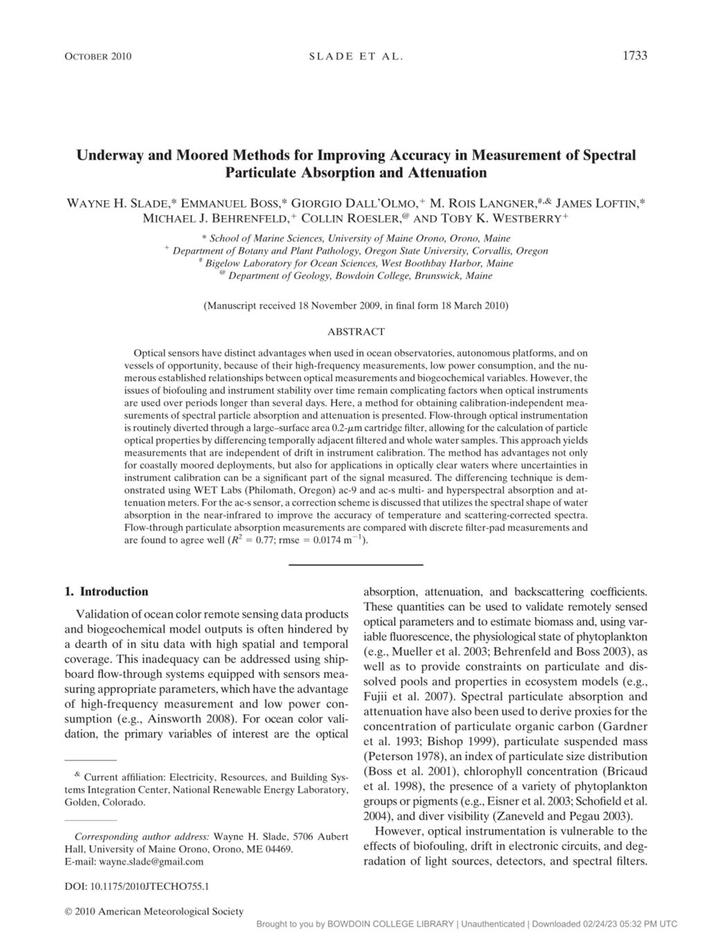 Miniature of Underway and moored methods for improving accuracy in measurement of spectral particulate absorption and attenuation