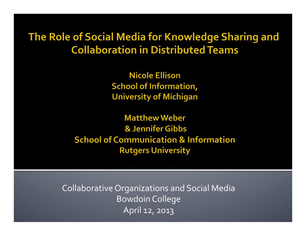 Miniature of The Role of Social Media for Knowledge Sharing and Collaboration in Distributed Teams