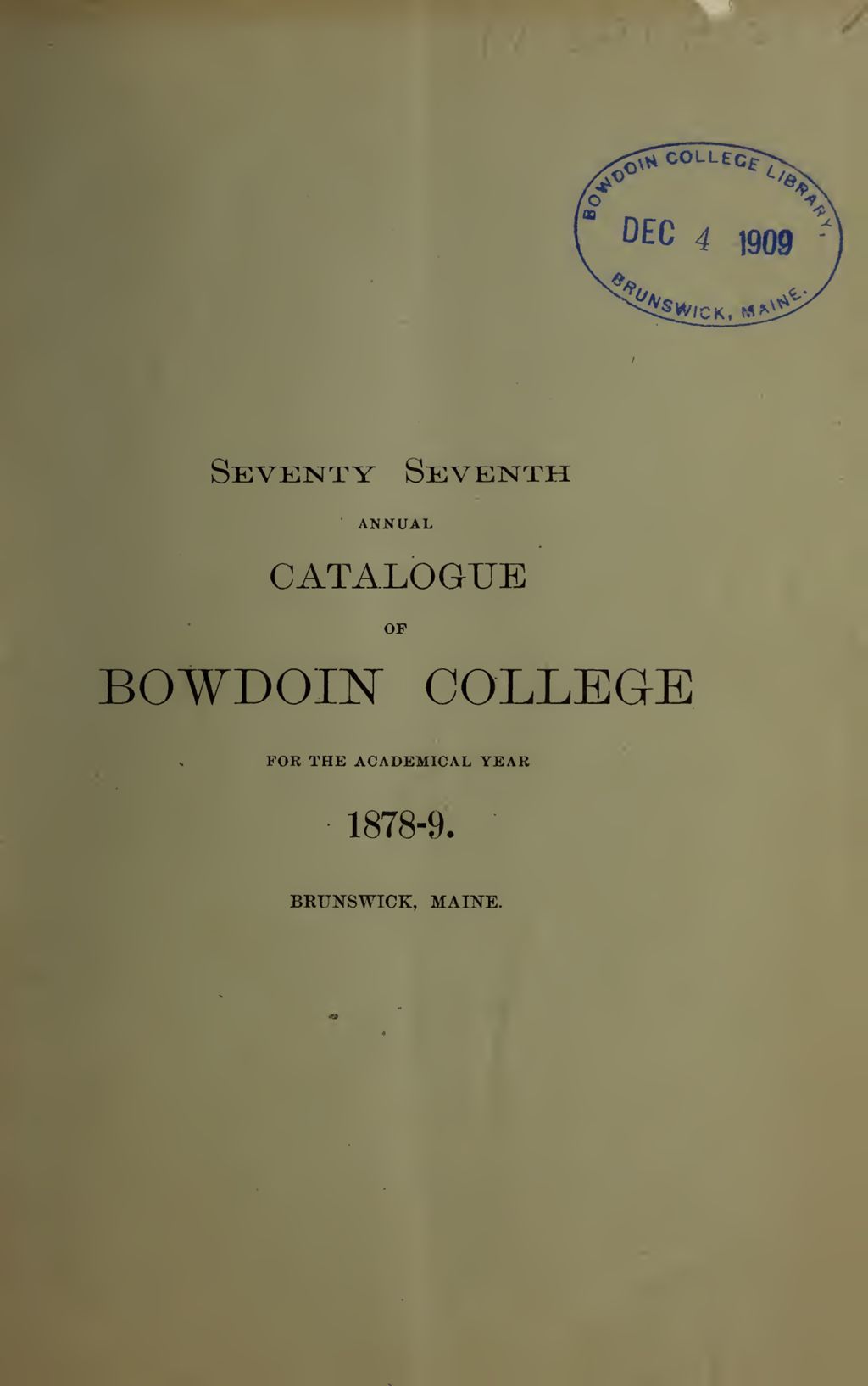 Miniature of Bowdoin College - Medical School of Maine Catalogue  (1878-1879)