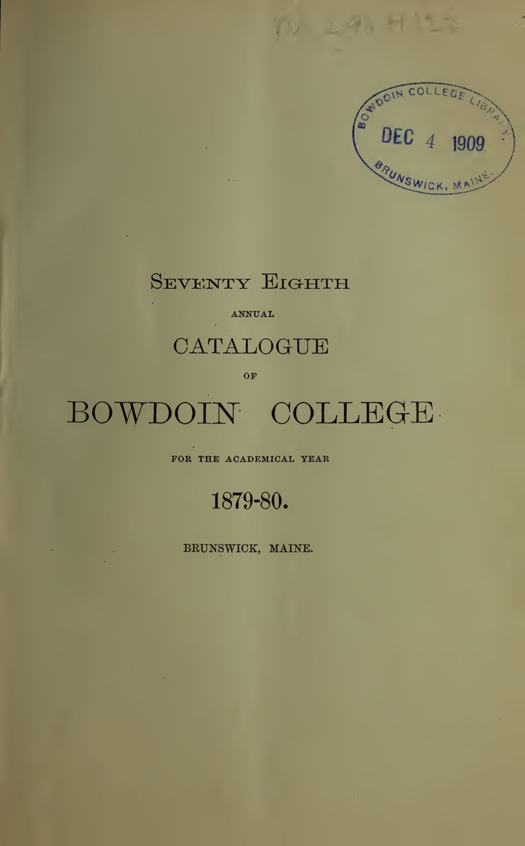 Miniature of Bowdoin College - Medical School of Maine Catalogue  (1879-1880)