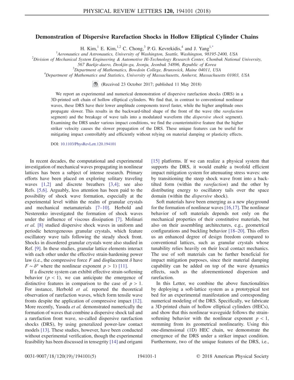 Miniature of Demonstration of Dispersive Rarefaction Shocks in Hollow Elliptical Cylinder Chains