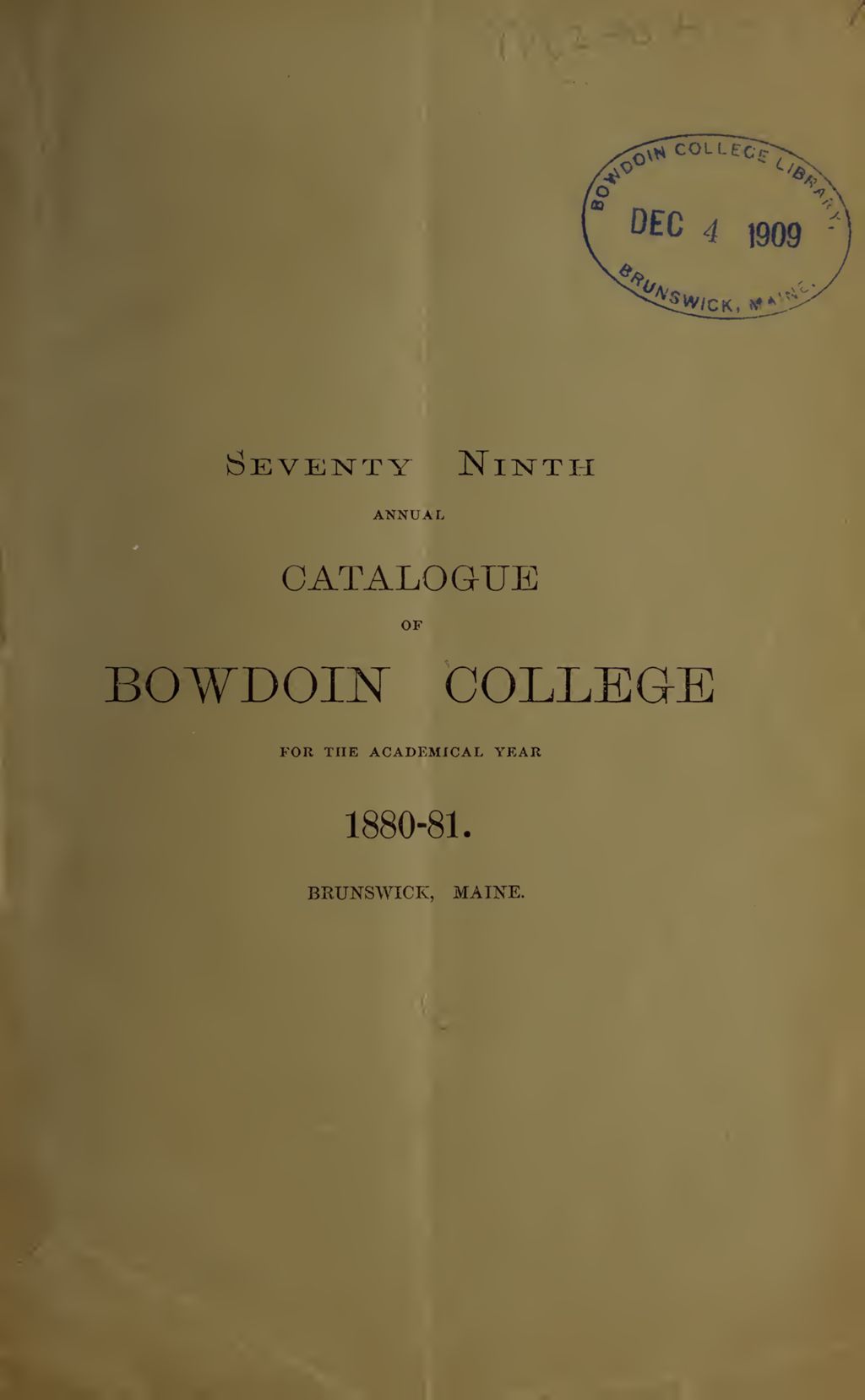 Miniature of Bowdoin College - Medical School of Maine Catalogue  (1880-1881)