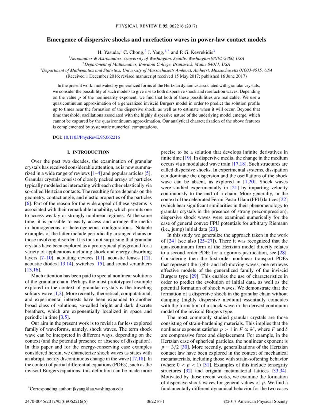 Miniature of Emergence of dispersive shocks and rarefaction waves in power-law contact models