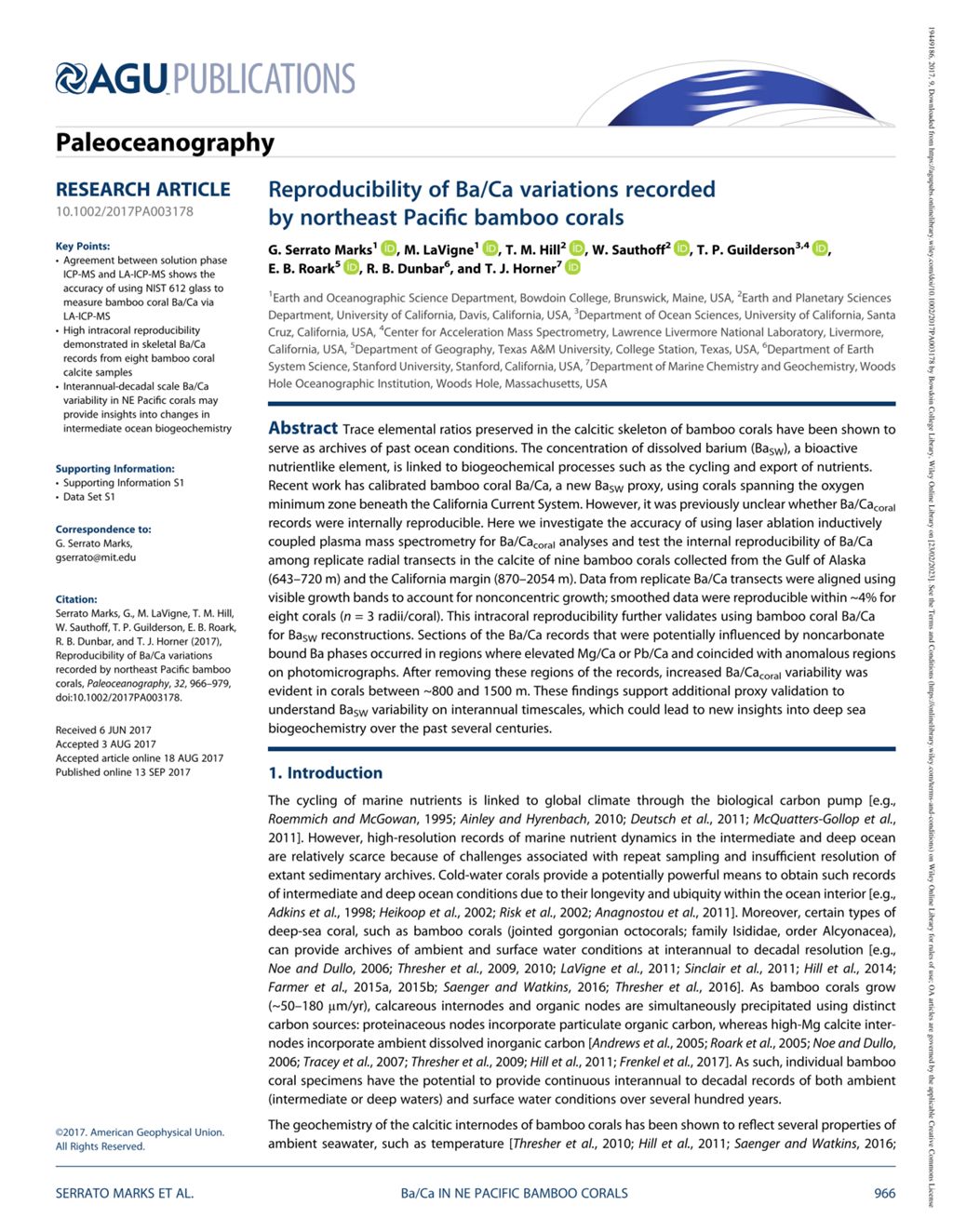 Miniature of Reproducibility of Ba/Ca variations recorded by northeast Pacific bamboo corals