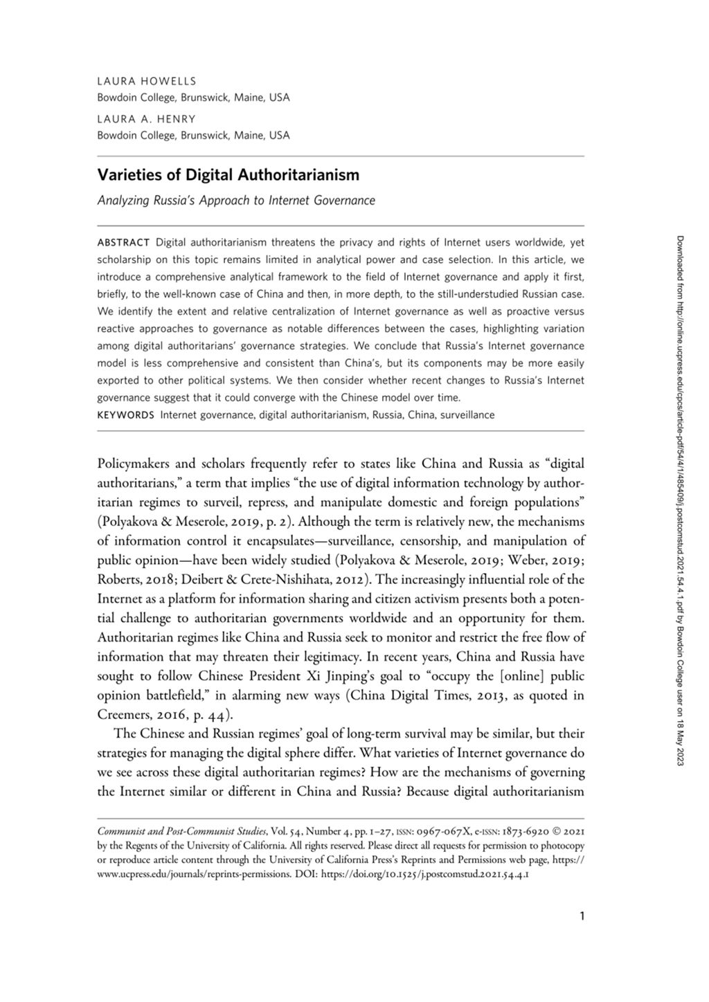 Miniature of Varieties of digital authoritarianism analyzing Russia’s approach to internet governance