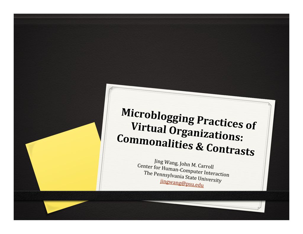 Miniature of Microblogging Practices of Virtual Organizations: Commonalities and Contrasts