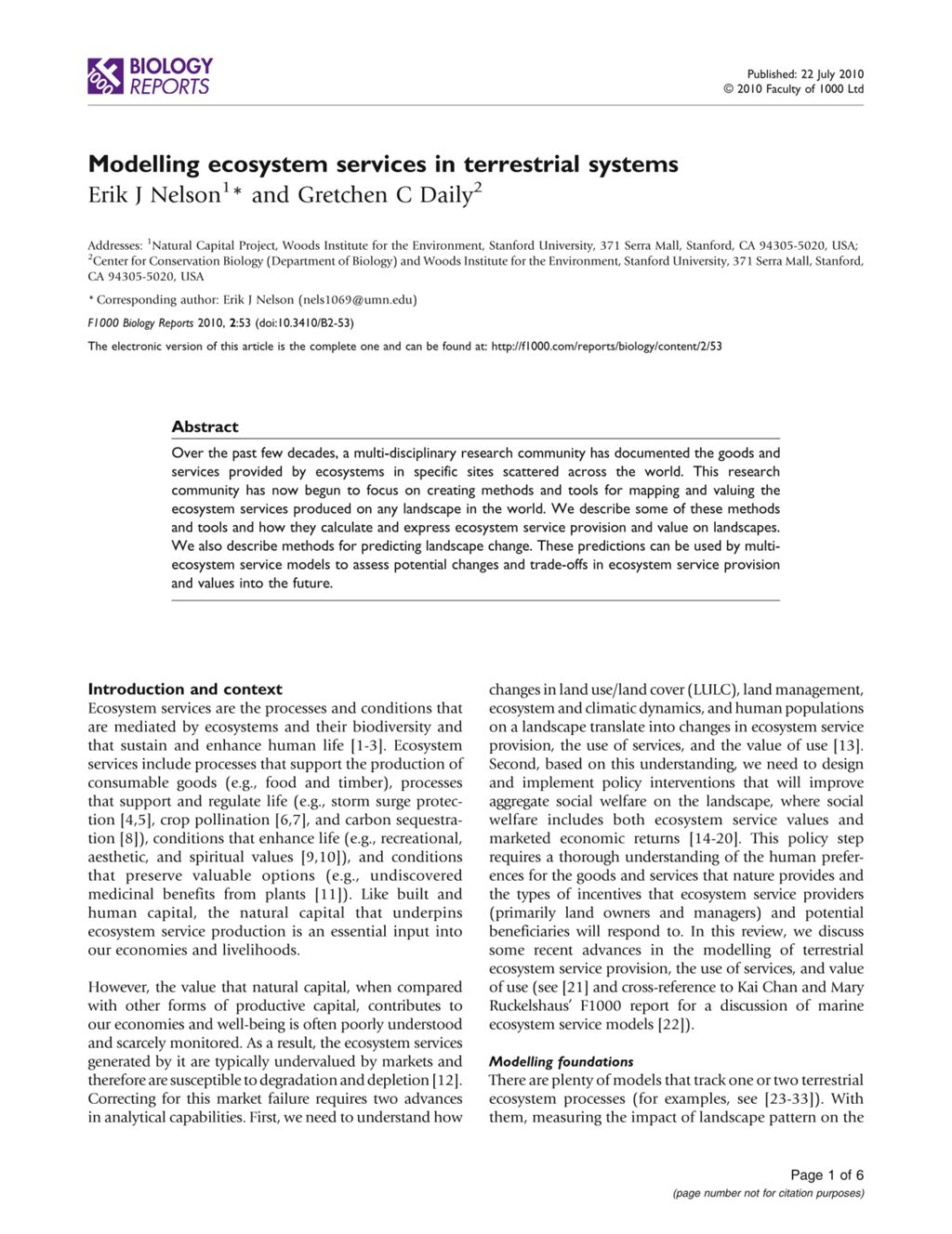 Miniature of Modelling ecosystem services in terrestrial systems