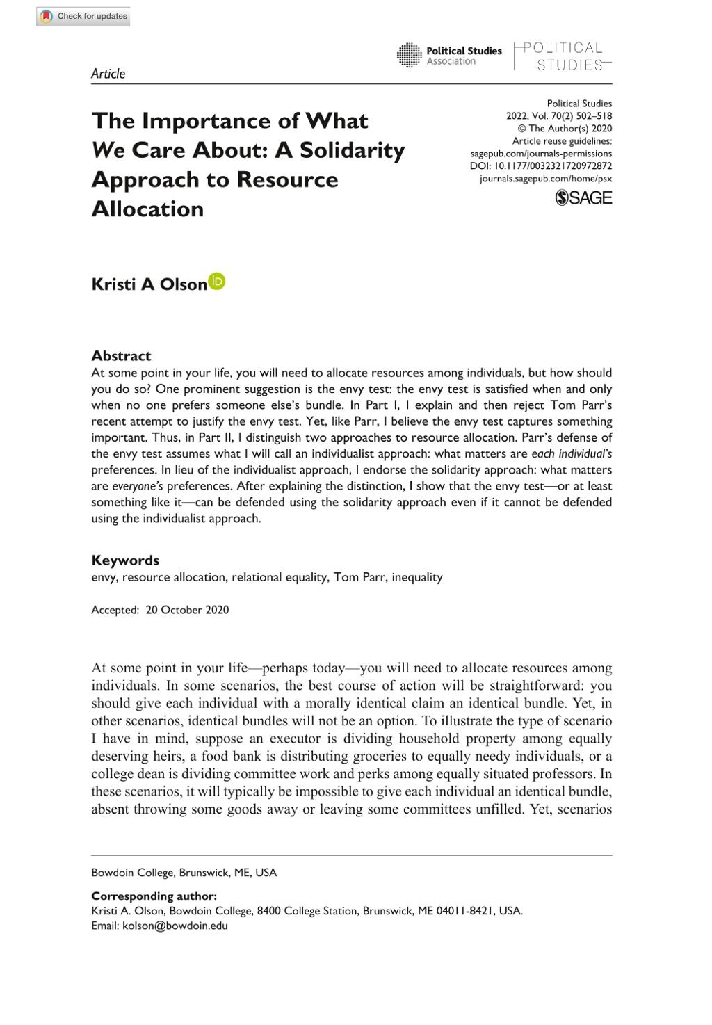 Miniature of The Importance of What We Care About: A Solidarity Approach to Resource Allocation