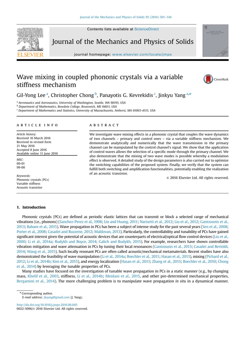 Miniature of Wave mixing in coupled phononic crystals via a variable stiffness mechanism