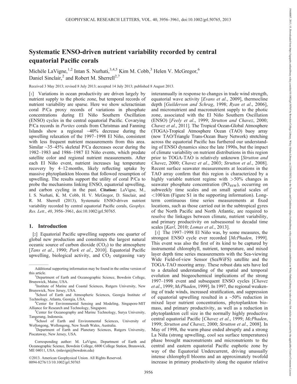 Miniature of Systematic ENSO-driven nutrient variability recorded by central equatorial Pacific corals