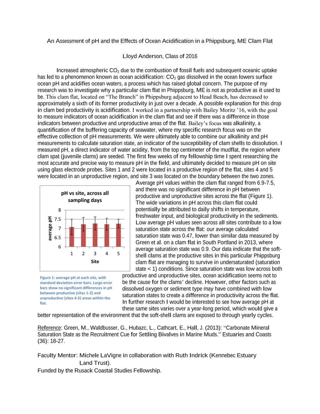 Miniature of An Assessment of pH and the Effects of Ocean Acidification in a Phippsburg, ME Clam Flat