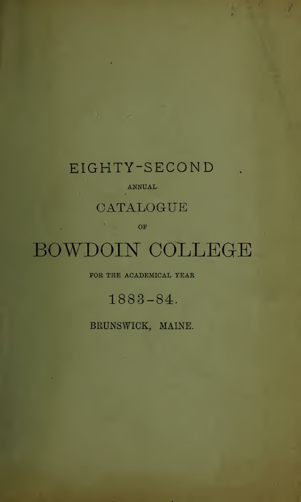 Miniature of Bowdoin College Catalogue (1883-1884)