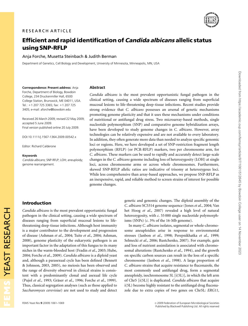 Miniature of Efficient and rapid identification of Candida albicans allelic status using SNP-RFLP