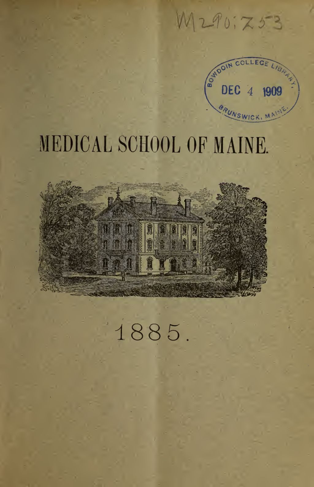 Miniature of Bowdoin College - Medical School of Maine Catalogue  (1885)