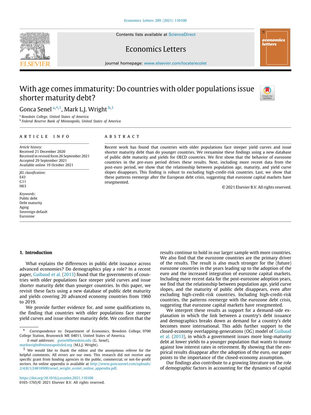 Miniature of With age comes immaturity: Do countries with older populations issue shorter maturity debt?