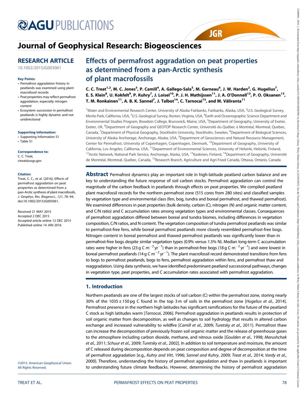 Miniature of Effects of permafrost aggradation on peat properties as determined from a pan-Arctic synthesis of plant macrofossils