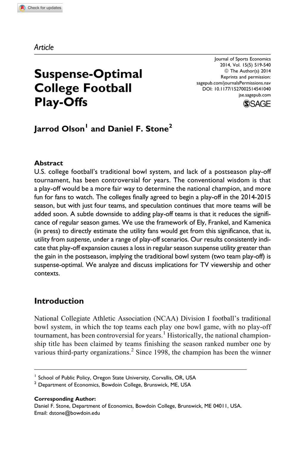 Miniature of Suspense-optimal college football play-offs