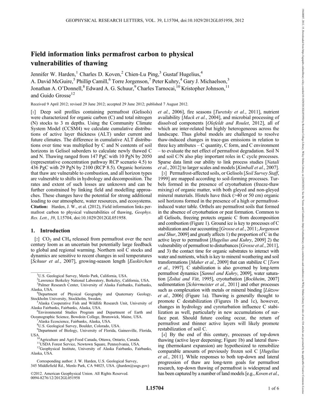 Miniature of Field information links permafrost carbon to physical vulnerabilities of thawing