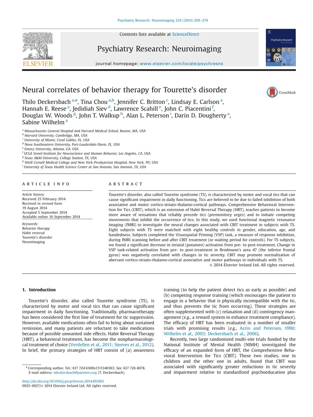 Miniature of Neural correlates of behavior therapy for Tourette's disorder