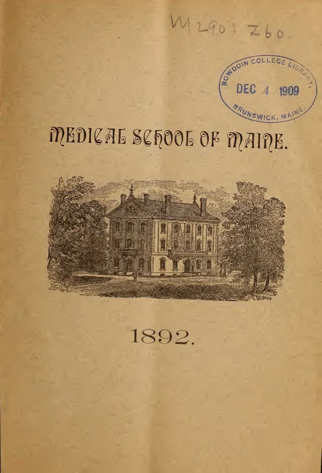 Miniature of Bowdoin College - Medical School of Maine Catalogue  (1892)