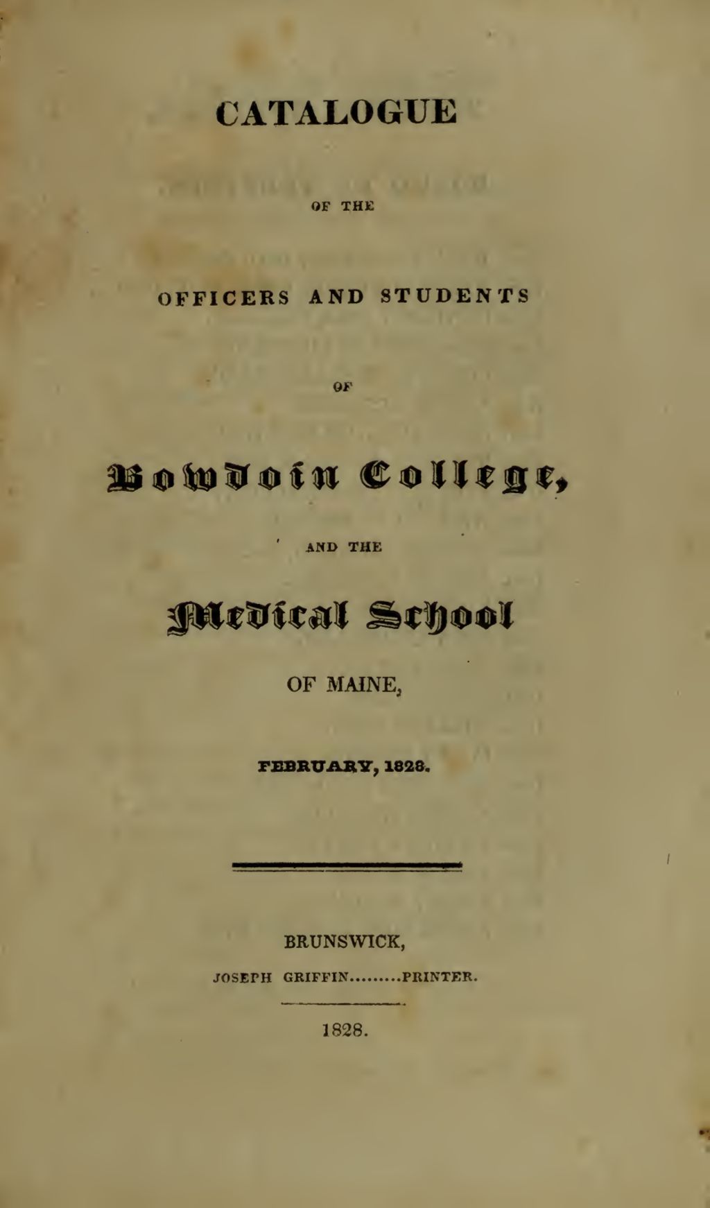 Miniature of Bowdoin College Catalogue (1828 Feb)