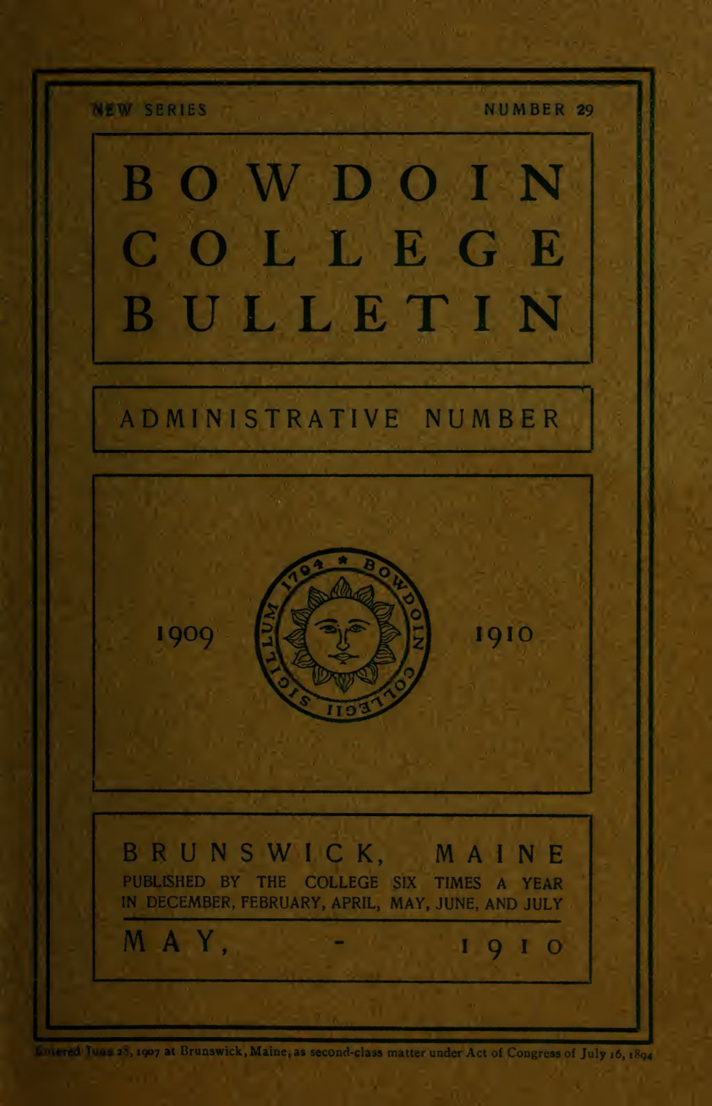 Miniature of Report of the President, Bowdoin College 1909-1910