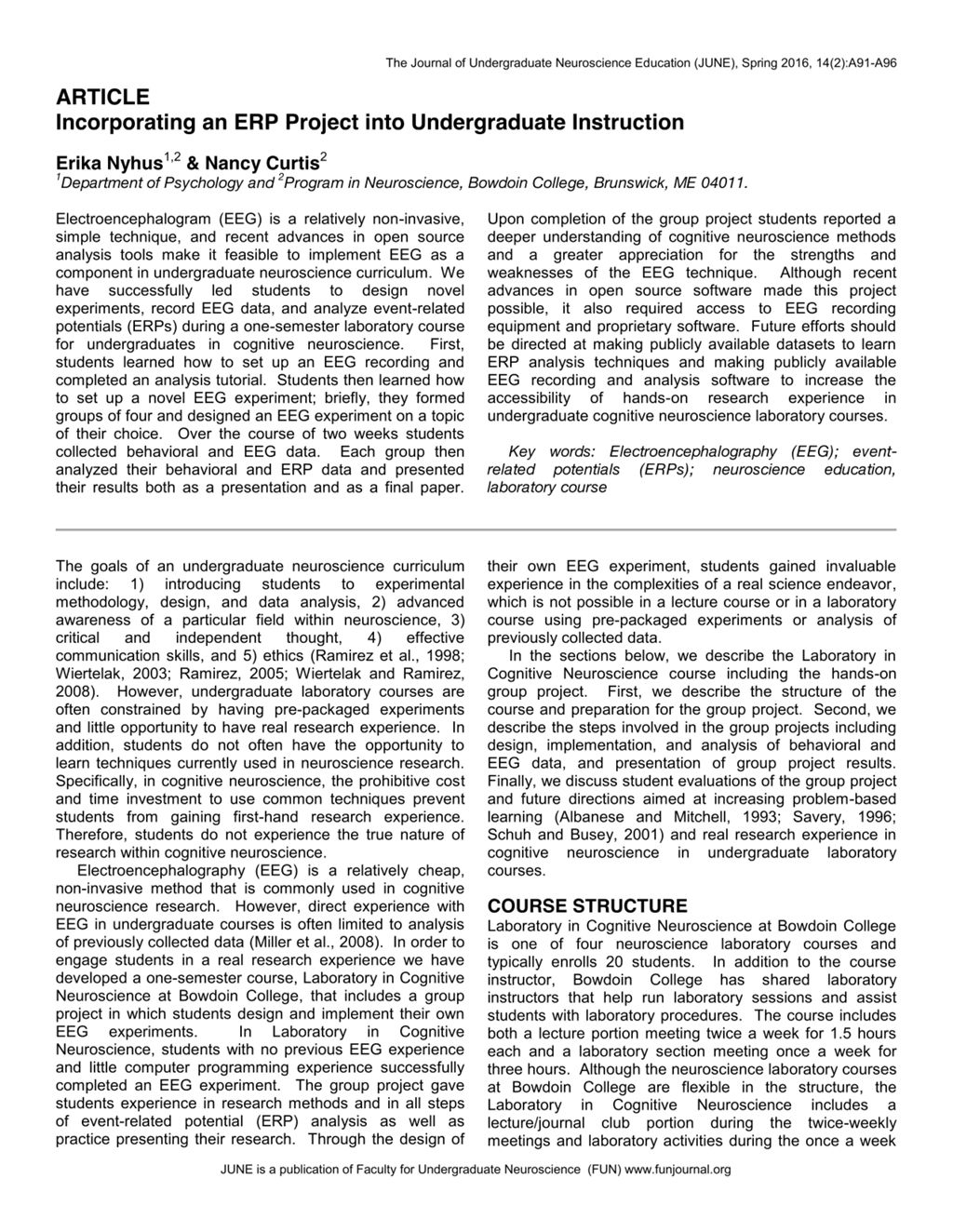 Miniature of Incorporating an ERP project into undergraduate instruction