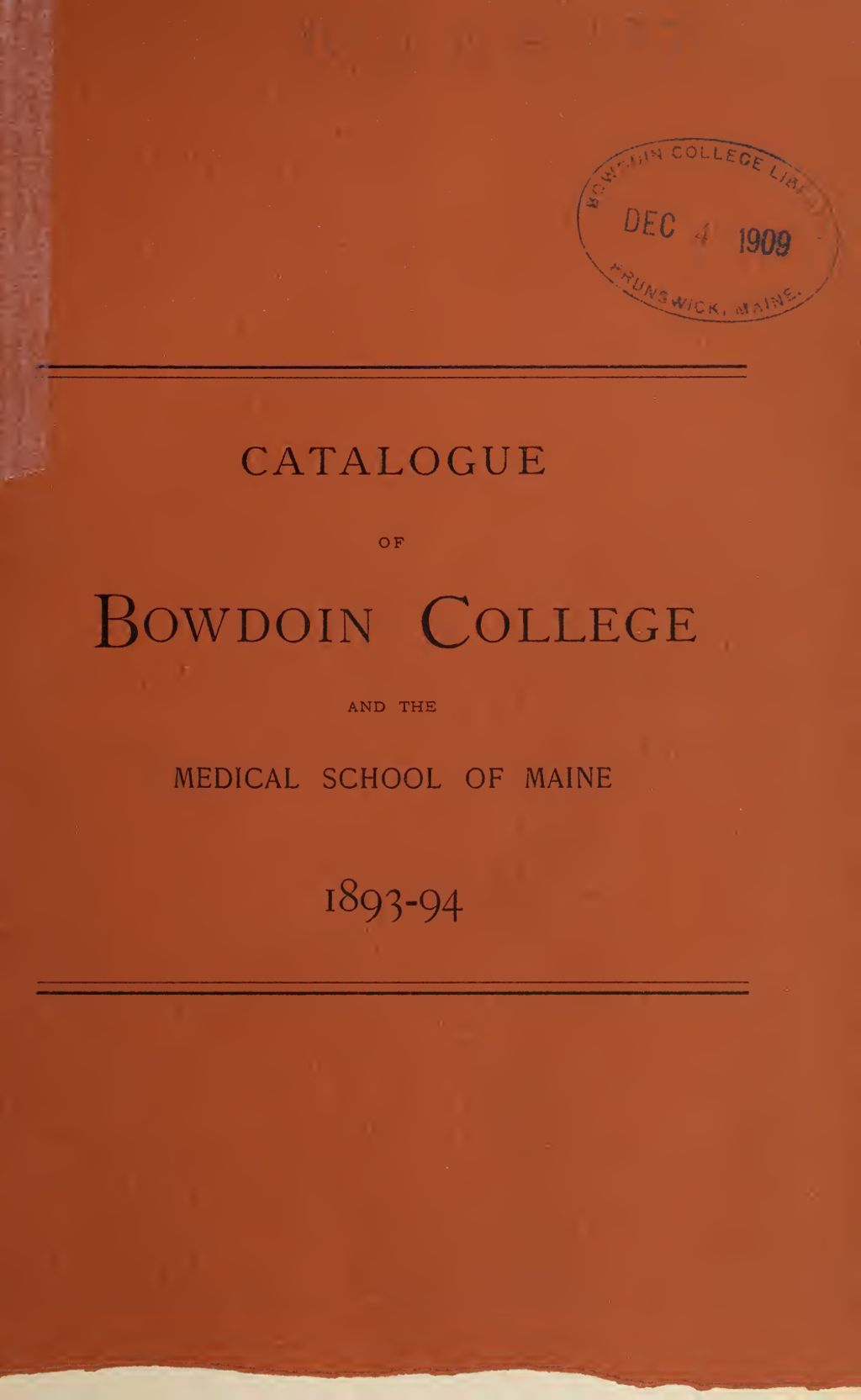 Miniature of Bowdoin College Catalogue (1893-1894)