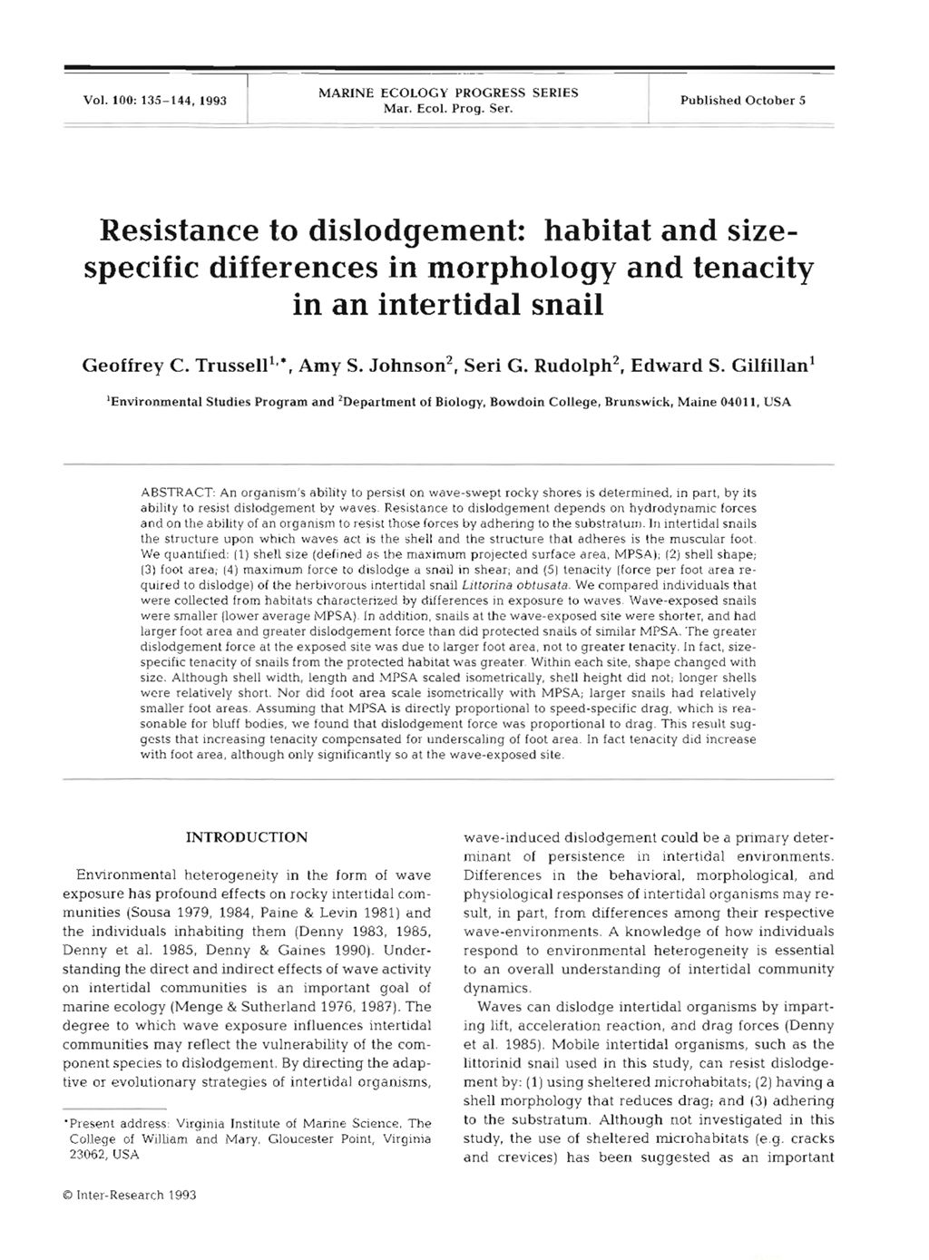 Miniature of Resistance to dislodgement: habitat and size-specific differences in morphology and tenacity in an intertidal snail