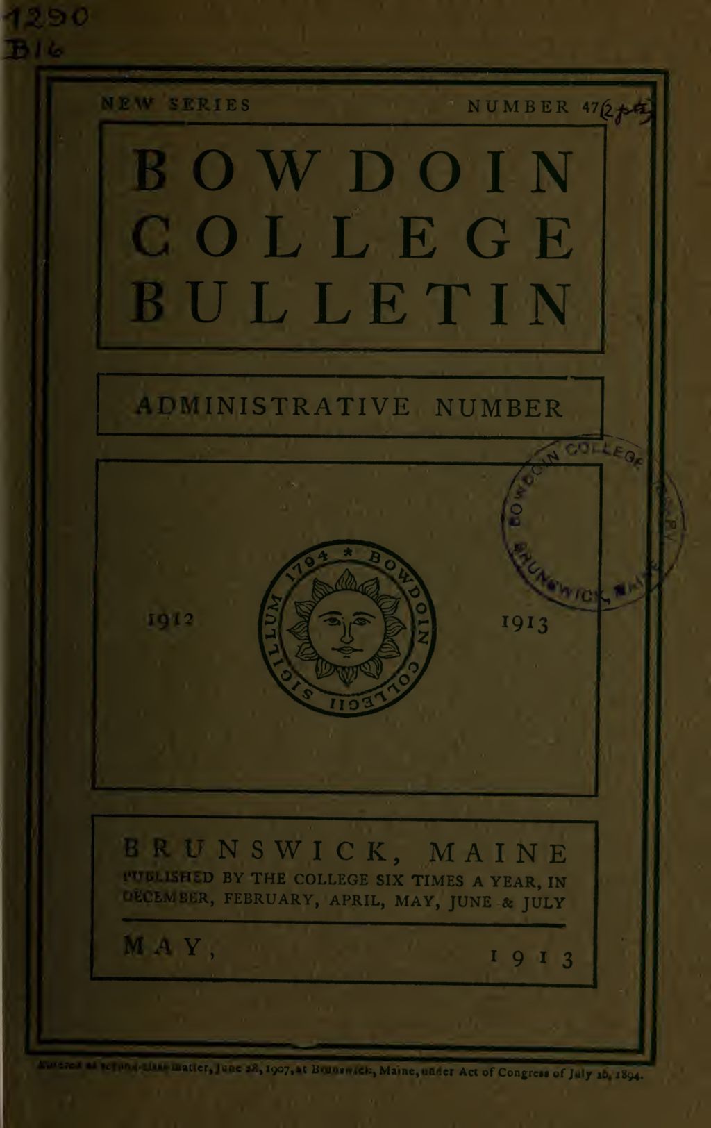 Miniature of Report of the President, Bowdoin College 1912-1913