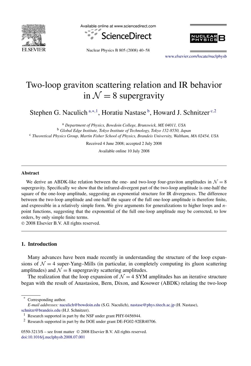 Miniature of Two-loop graviton scattering relation and IR behavior in N = 8 supergravity