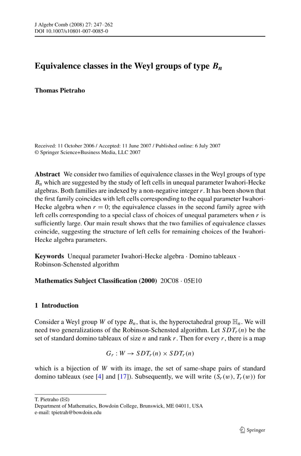 Miniature of Equivalence classes in the Weyl groups of type Bn