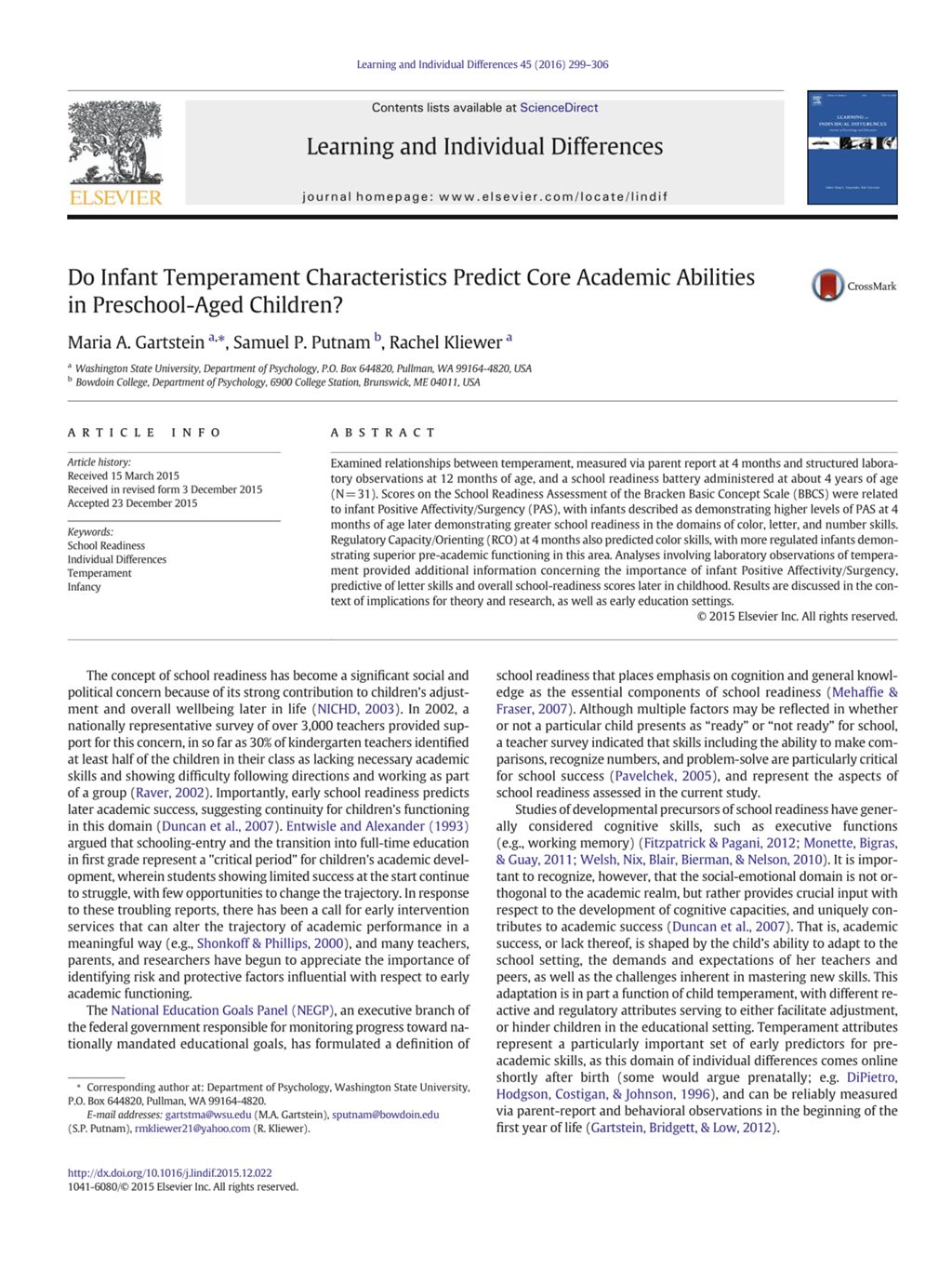 Miniature of Do Infant Temperament Characteristics Predict Core Academic Abilities in Preschool-Aged Children?