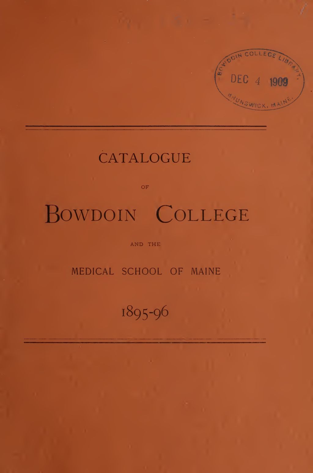 Miniature of Bowdoin College Catalogue (1895-1896)