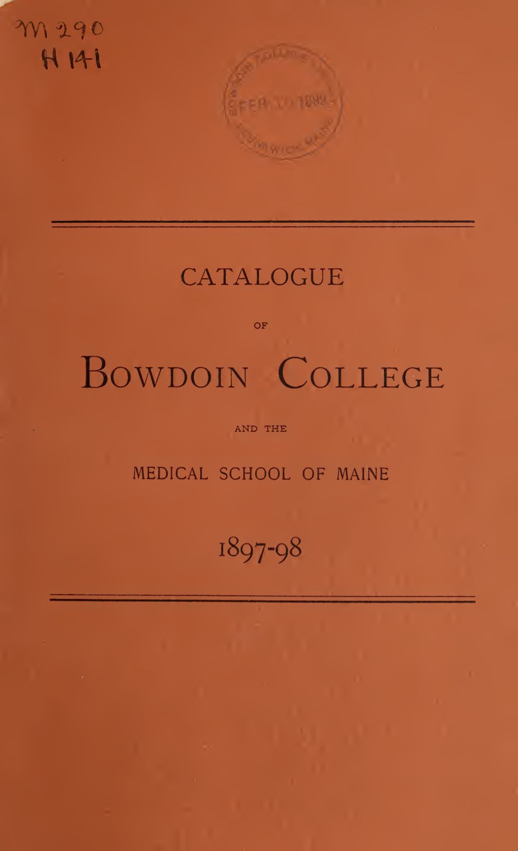 Miniature of Bowdoin College Catalogue (1897-1898)