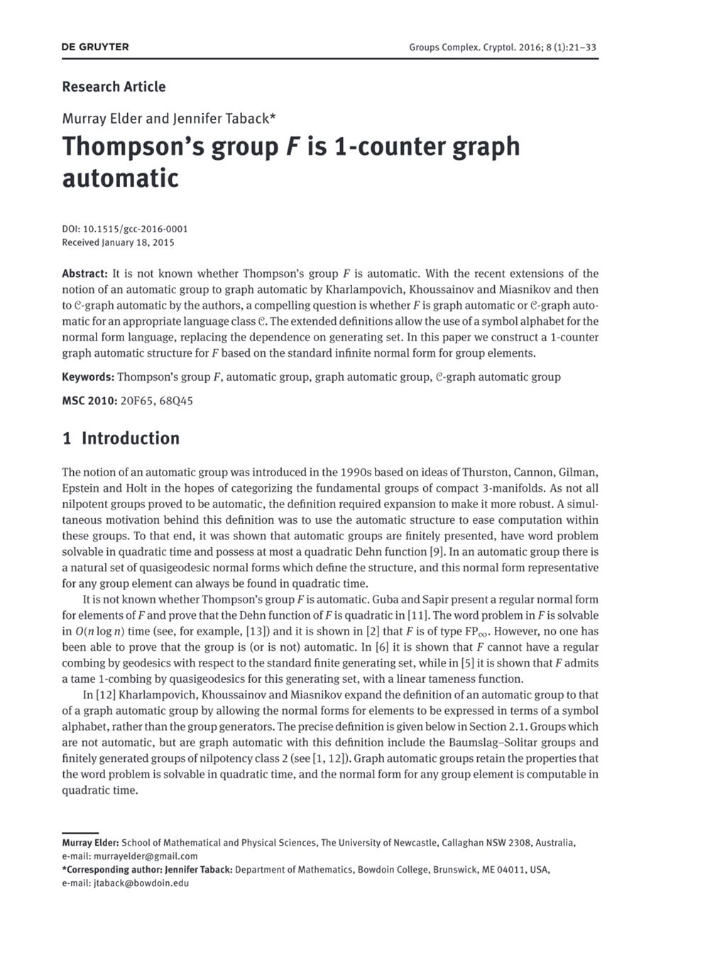 Miniature of Thompson's group F is 1-counter graph automatic