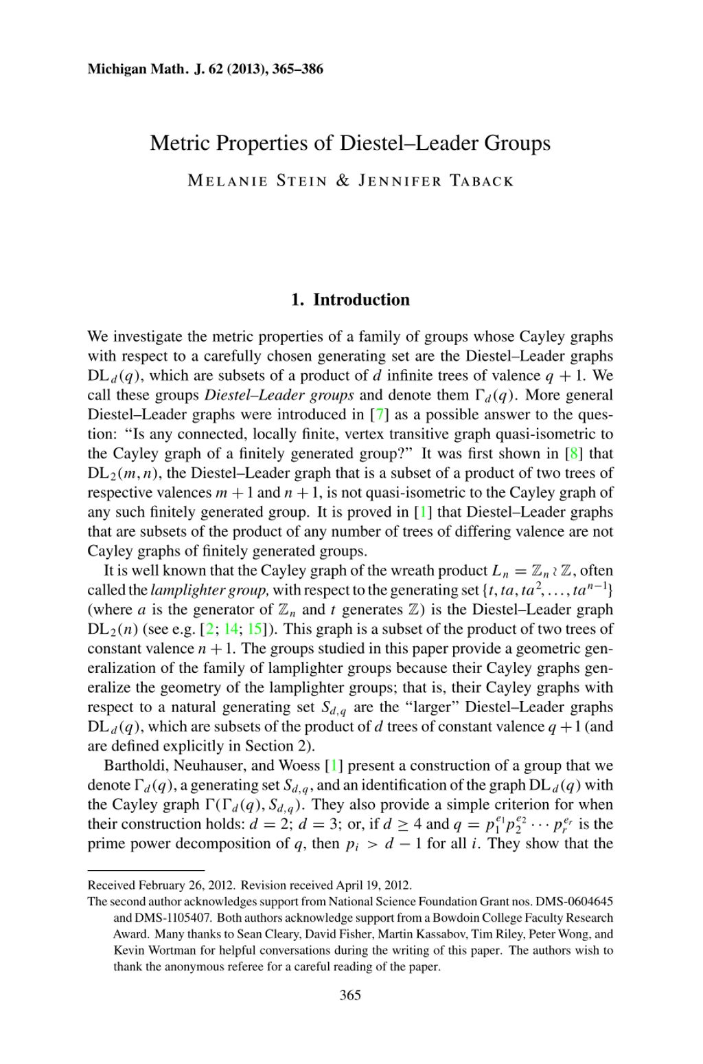 Miniature of Metric properties of diestel-leader groups