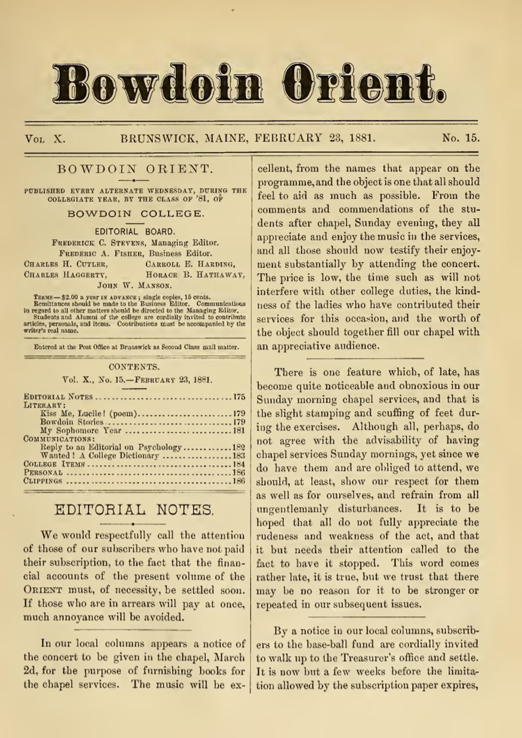 Miniature of Bowdoin Orient, v. 10, no. 15